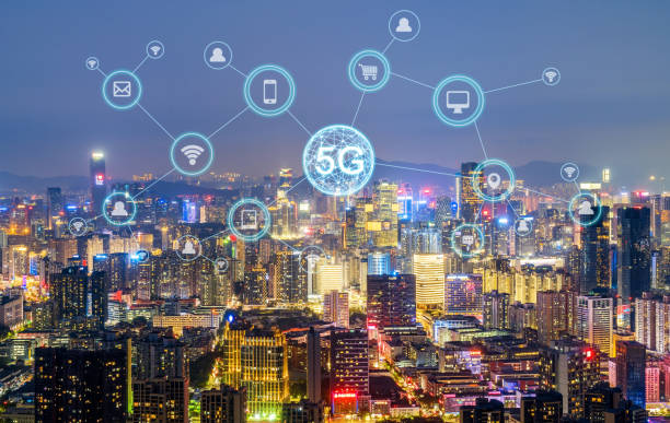 istock Wireless communication network concept.Panorama of Modern City 1145466758