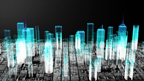 istock Smart city, power digital technology for future smart cities and business cities concept, 3D rendering simulation building. 1145470692