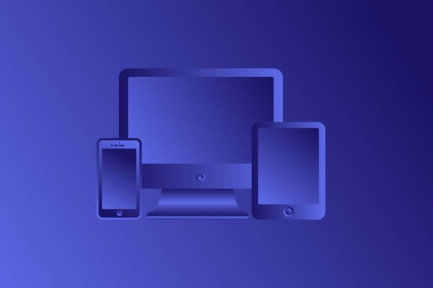 istock Computer monitor,tablet,mobile phone in a modern violet color. 1145471050