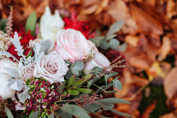 istock Wedding flowers, bridal bouquet closeup. 1145477694