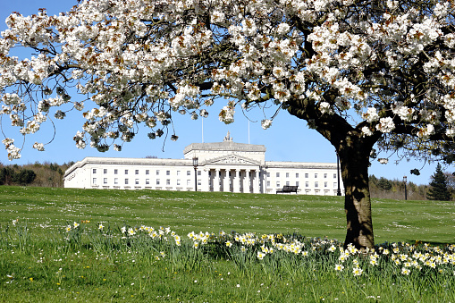 Stormont Parliament Building in springtime. Belfast, Northern Ireland