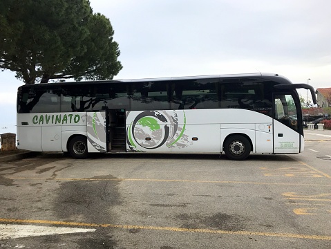 Peschiera, Italy - April 25, 2019: Cavinato touring car parked on public parking lot.
