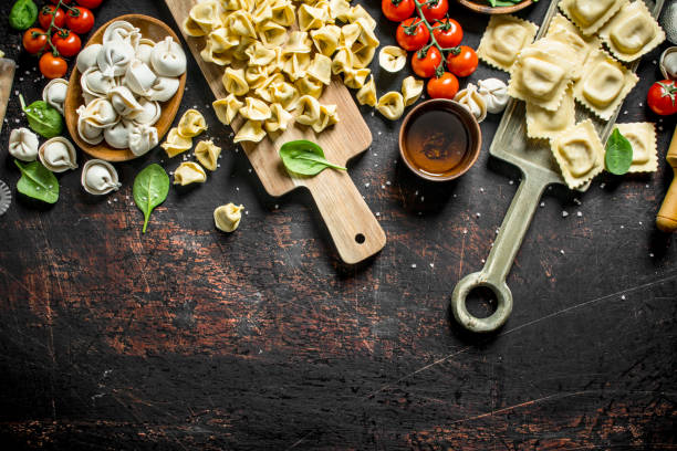 istock An assortment of different types of raw paste. 1145483069