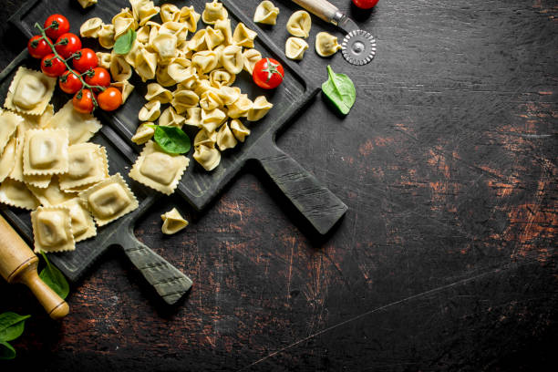 istock Different kinds of traditional Italian raw pasta. 1145483276