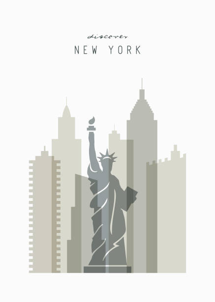 istock Modern poster illustration with New York, Usa, America skyline. 1145486660