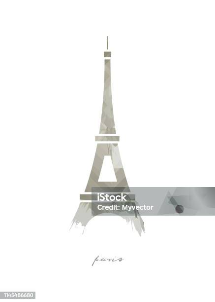 Watercolor Illustration Of Eiffel Tower Paris France Europe Stock Illustration - Download Image Now