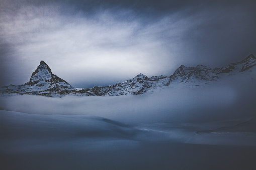 mysterious matterhorn mountain in zermatt switzerland.