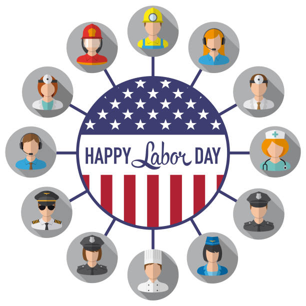 Vector Happy Labor Day Eps10 vector illustration with layers (removeable) and high resolution jpeg file included (300dpi). 999 call center stock illustrations