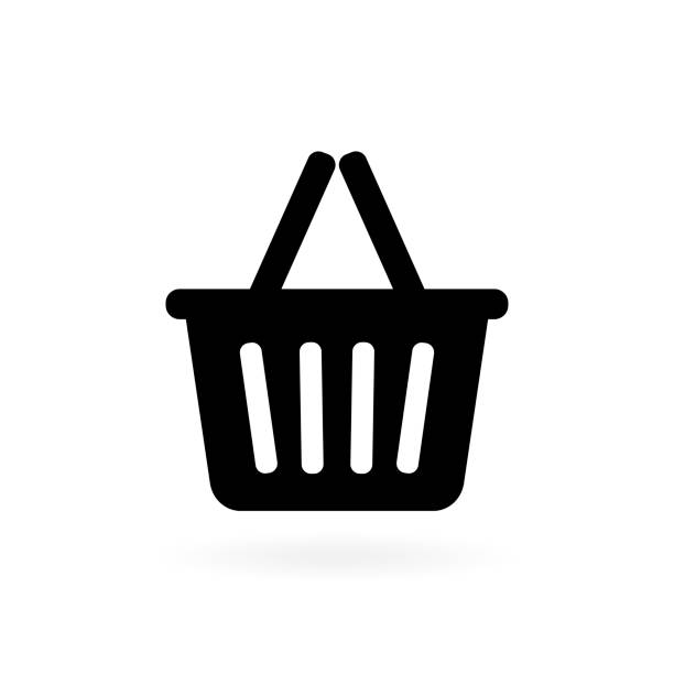 Shopping basket on white background. Vector illustration Shopping basket on white background. Vector illustration basket stock illustrations