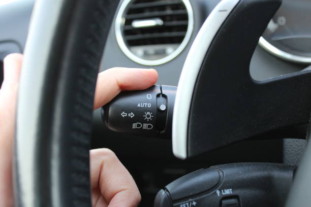 Hand On Left Signal Stock Photo - Download Image Now - Turn Signal, Car,  Steering Wheel - iStock
