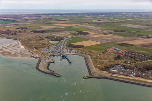 istock Aerial view ferry terminal Het Horntje at Dutch island Texel 1145496202