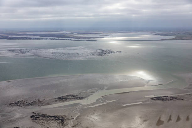 Aerial view at Dutch Wadden Sea with low tide