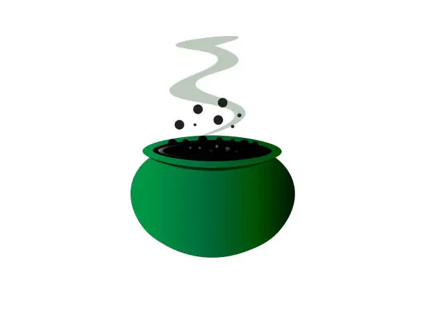 Vector illustration of Cartoon pot with steam