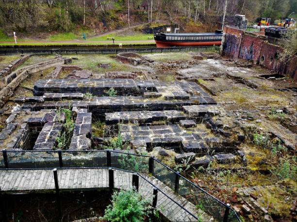 landmarks of scotland - ruins of old ironworks in coatbridge - lanarkshire imagens e fotografias de stock