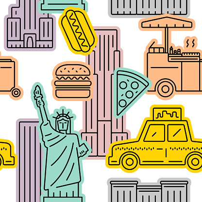 New York City colorful seamless vector pattern