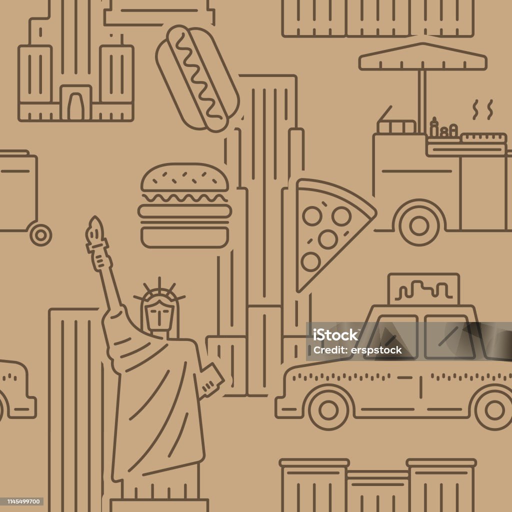 Manhattan Pattern Vector New York City Colorful Seamless Vector Pattern Stock Illustration ...