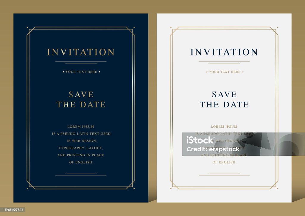 高級ヴィンテージゴールデンベクトル招待カードテンプレート - 招待状のロイヤリティフリーベクトルアート