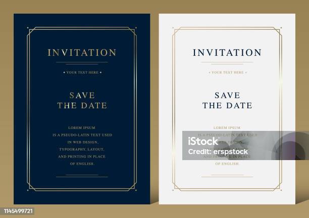 高級ヴィンテージゴールデンベクトル招待カードテンプレート - 招待状のベクターアート素材や画像を多数ご用意 - 招待状, 枠, 優雅