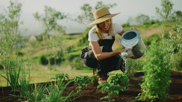 Watering her garden