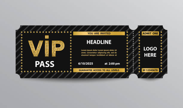 illustrations, cliparts, dessins animés et icônes de billet d’entrée vip pass - talon de ticket