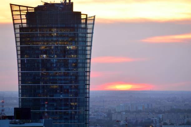 istock Downtown skyline skyscrapers at sunset 1145520164