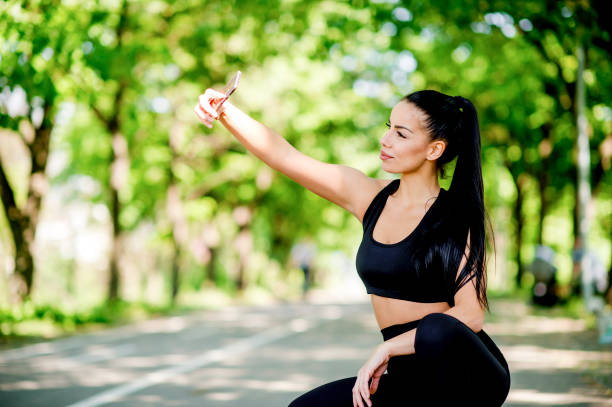 istock Fit young woman taking a selfie after training 1145522165