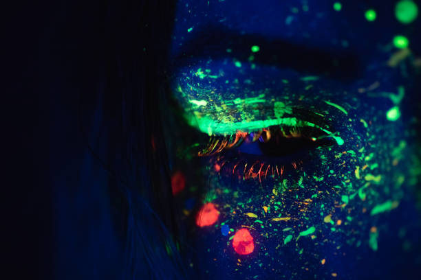 istock Young woman with fluorescent makeup 1145525726