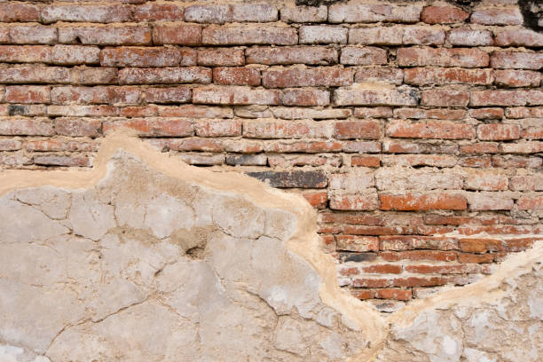 istock Old brick cement wall exture red orange white horizontal block which are beautiful background. 1145529752