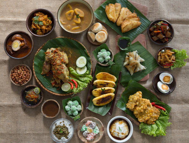 portrait of indonesian traditional food. various delicious culinary