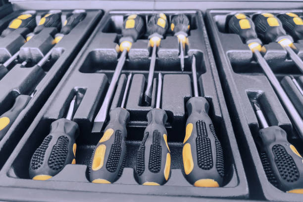 istock Set of Screwdrivers inside Toolbox, Screwdrivers Set, Box with Set of Tools, Set Mechanical Tools. 1145544728