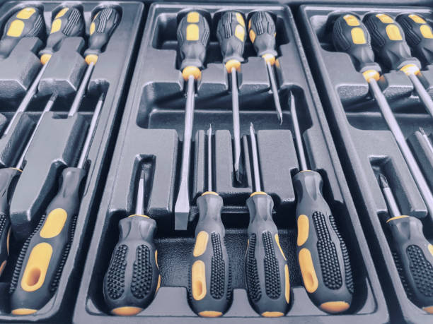istock Set of Screwdrivers inside Toolbox, Screwdrivers Set, Box with Set of Tools, Set Mechanical Tools. 1145545493