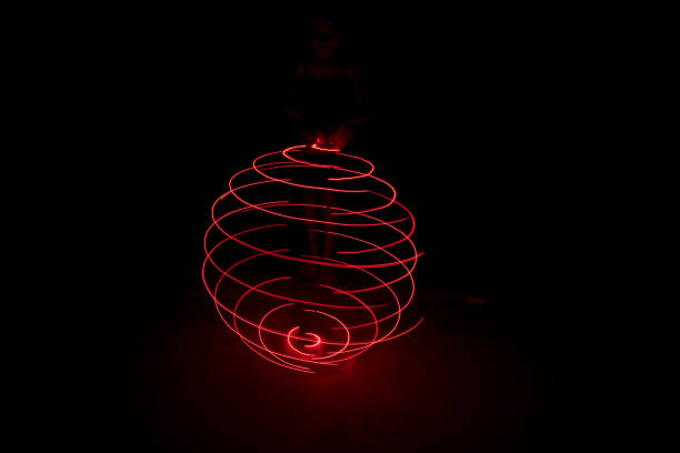 istock Abstract light painting - red circular lines 1145552477