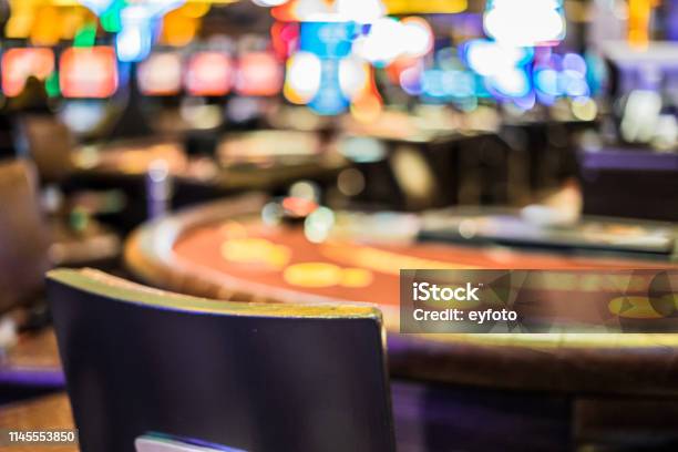 Casino Interior Defocused Stock Photo - Download Image Now - Casino, Table, Blackjack