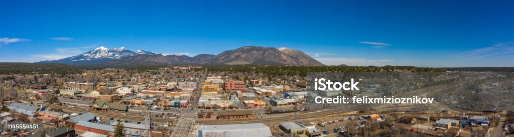 Aerial drone photo Flagstaff Arizona panorama Arizona Stock Photo