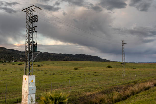 istock High voltage poles in a natural landscape. 1145554491