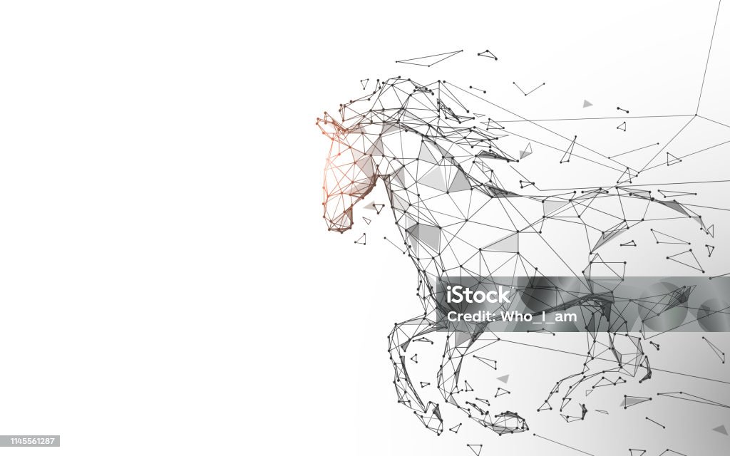 Horse run gallop from lines, triangles and particle style design. Illustration vector Horse stock vector