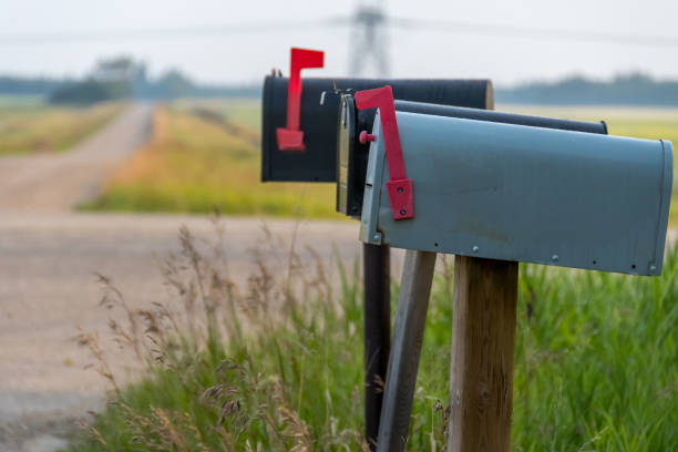 istock Country road and mail boxes, rural Alberta near Devon 1145563127