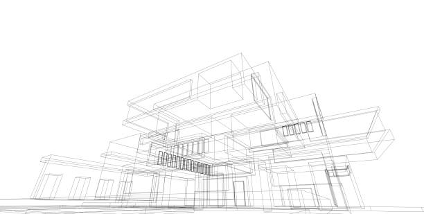 3d イラストレーション建築ビル。 - construction three dimensional shape planning architect ストックフォトと画像