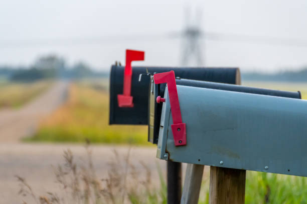 istock Country road and mail boxes, rural Alberta near Devon 1145564901