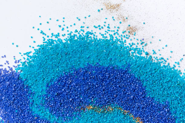 istock Layered colorful sand pattern. Marble style background. Blue and gold powder texture. 1145564997