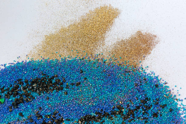 istock Colorful sand pattern. Marble style background. Blue and gold powder texture. 1145565204