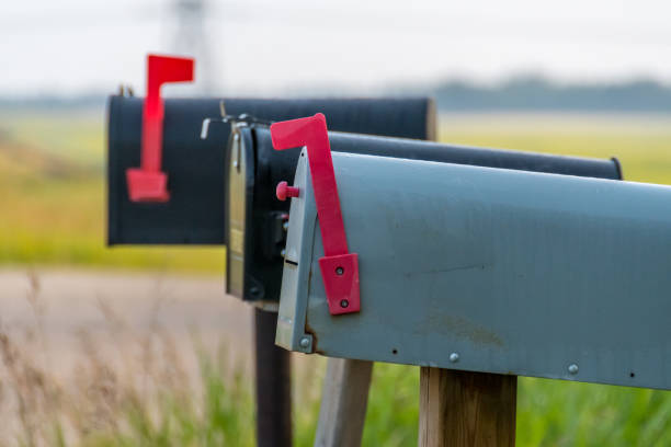istock Country road and mail boxes, rural Alberta near Devon 1145565236