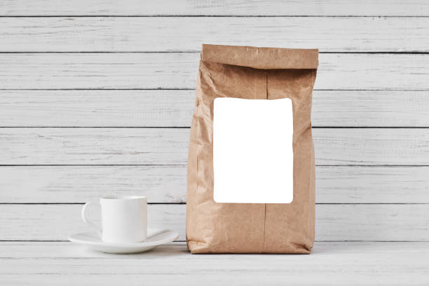 istock Craft paper bag on white background, copy space 1145573767