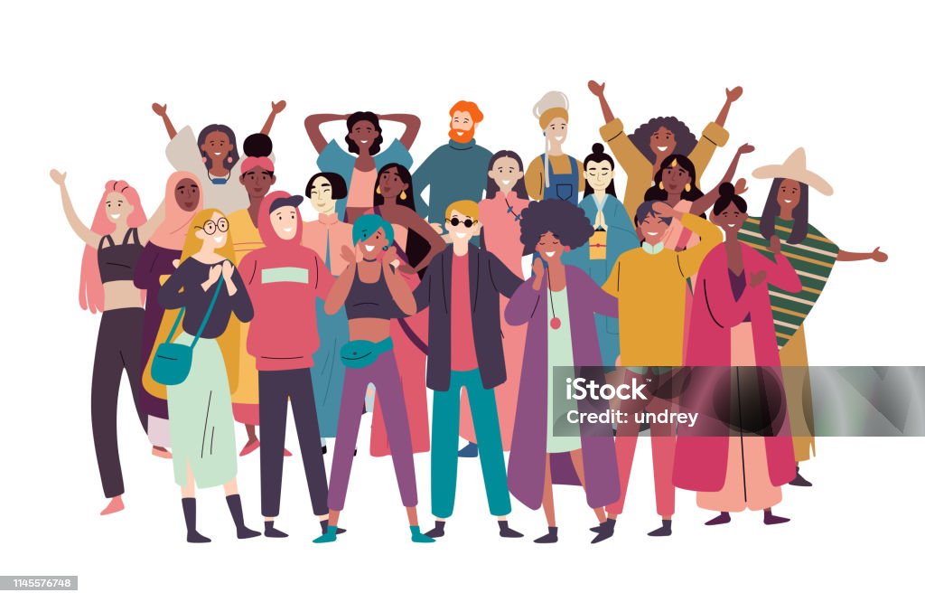 Group Of Diverse People Mixed Race Crowd Stock Illustration - Download  Image Now - Multiracial Group, Diversity, Happiness - iStock