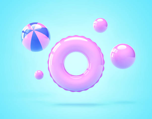 Inflatable swimming ring and beach balls