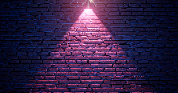 3d Rendering Brick Wall Illuminated By Neon Pink Light From Spotlights  Abstract Background Light Effect On A Serving Surface Stock Photo -  Download Image Now - iStock