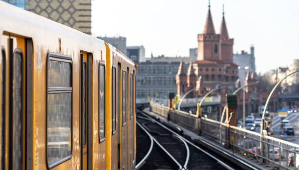 istock Train On Bridge In City 1145591174