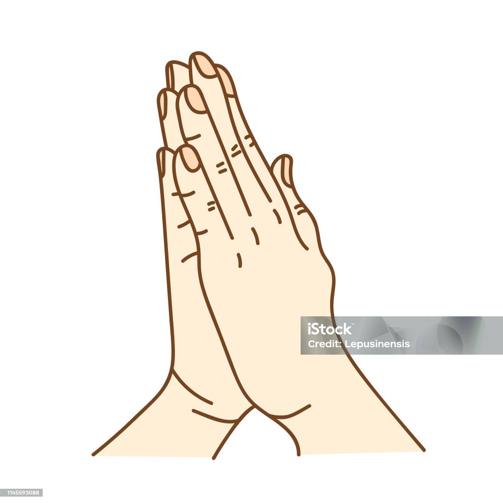 Vẽ Đường Của Bàn Tay Cầu Nguyện Minh Họa Vector Hình minh họa Sẵn ...