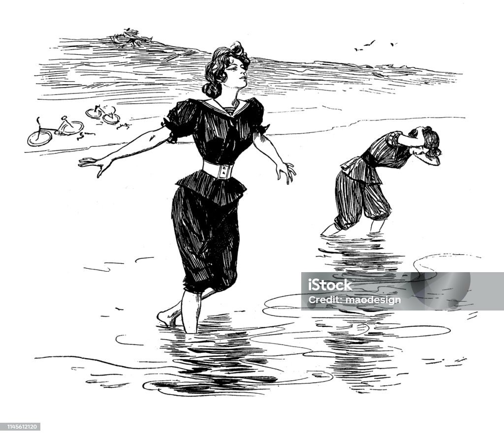 On the beach Women stock illustration