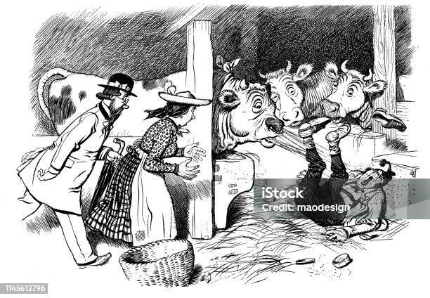 Trouble In The Barn Stock Illustration - Download Image Now - 1886, 19th Century, 2019